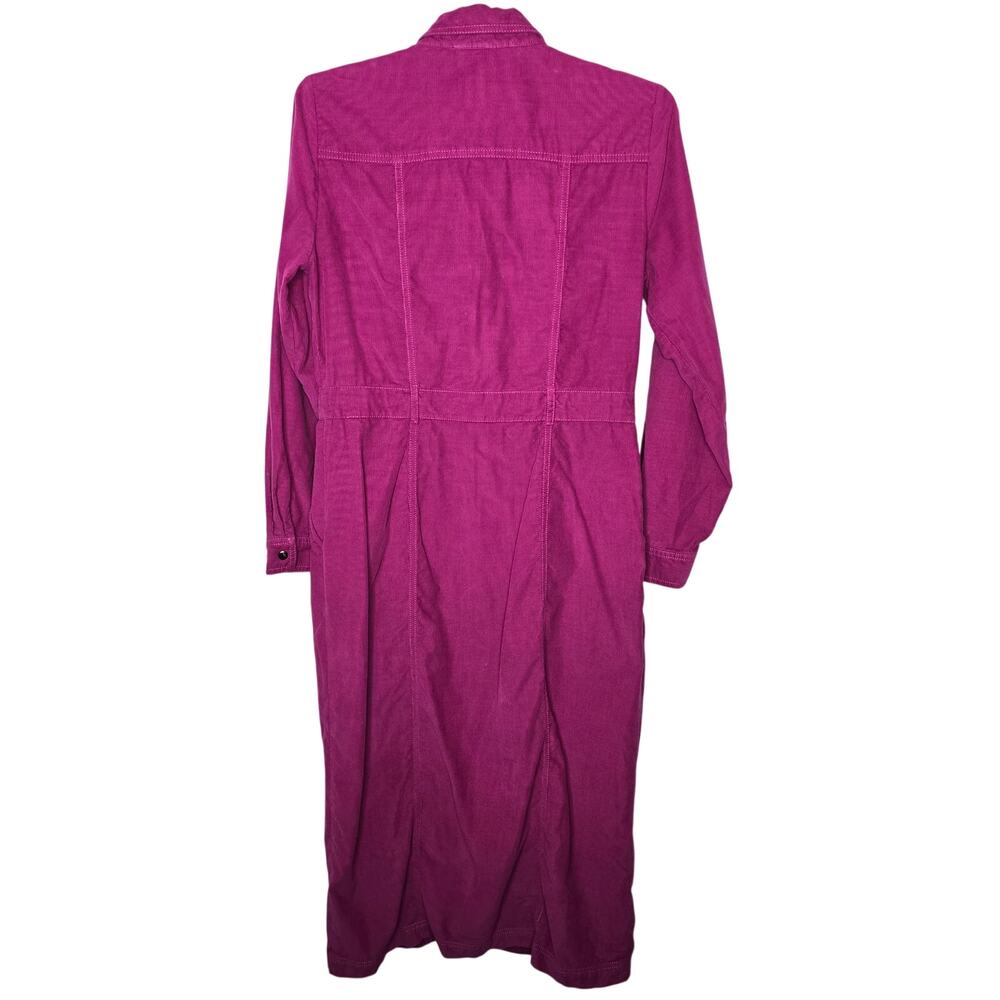 Loft Pink Magenta Corduroy Snap Front Midi Shirt Dress Size 6 - Picture 7 of 7